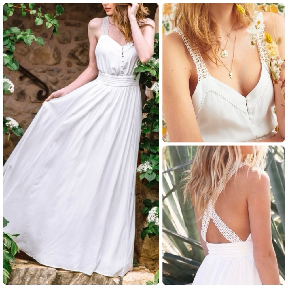 Sézane NWT Fannie Bridal Sleeveless Silk Backless Maxi Wedding Dress in Ecru, 34